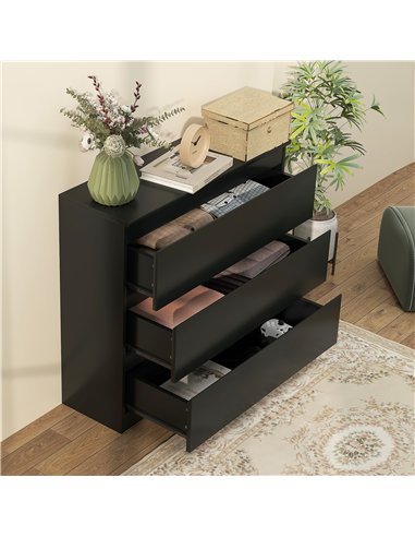 HOMCOM Chest of Drawers, 3-Drawer Storage Organiser Unit for Bedroom, Living Room, Black
