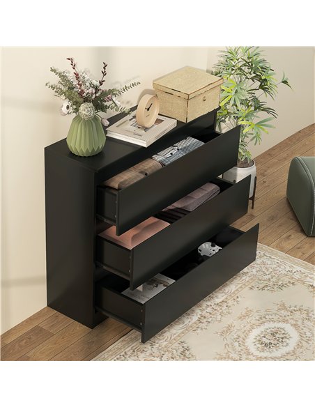 HOMCOM Chest of Drawers, 3-Drawer Storage Organiser Unit for Bedroom, Living Room, Black - pic 121239 | FastDaddyshop