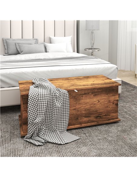 HOMCOM 113L Storage Chest, Storage Box with Flip-Top Lid and 2 Safety Hinges, Storage Trunk for Living Room, Entryway, 100 x 40  - pic 121243 | FastDaddyshop