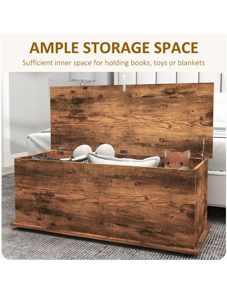 HOMCOM 113L Storage Chest, Storage Box with Flip-Top Lid and 2 Safety Hinges, Storage Trunk for Living Room, Entryway, 100 x 40  - pic 121245 | FastDaddyshop