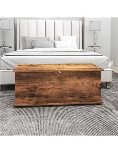 HOMCOM 113L Storage Chest, Storage Box with Flip-Top Lid and 2 Safety Hinges, Storage Trunk for Living Room, Entryway, 100 x 40 