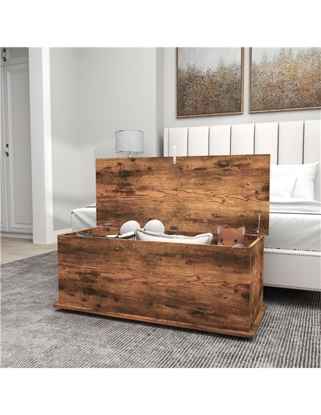 HOMCOM 113L Storage Chest, Storage Box with Flip-Top Lid and 2 Safety Hinges, Storage Trunk for Living Room, Entryway, 100 x 40  - pic 121249 | FastDaddyshop