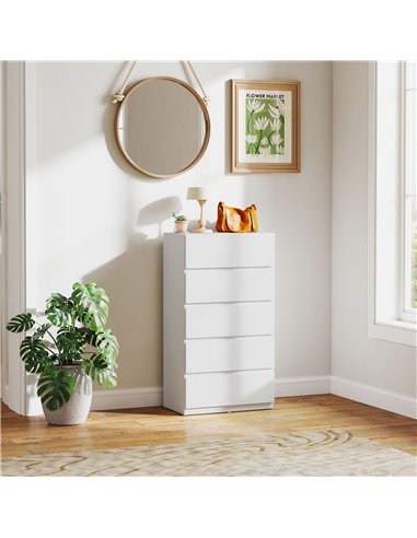 HOMCOM Chest of Drawers, 5-Drawer Storage Cabinets, Modern Dresser, Storage Drawer Unit for Bedroom