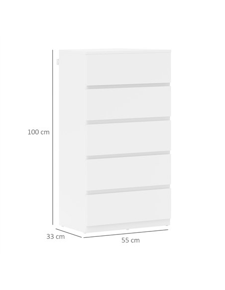 HOMCOM Chest of Drawers, 5-Drawer Storage Cabinets, Modern Dresser, Storage Drawer Unit for Bedroom - pic 121253 | FastDaddyshop
