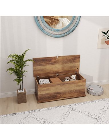 HOMCOM 113L Storage Chest, Storage Box with Flip-Top Lid and 2 Safety Hinges, Storage Trunk for Living Room, Entryway, 100 x 40 