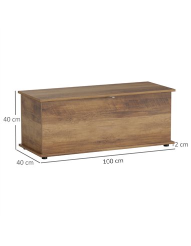 HOMCOM 113L Storage Chest, Storage Box with Flip-Top Lid and 2 Safety Hinges, Storage Trunk for Living Room, Entryway, 100 x 40 