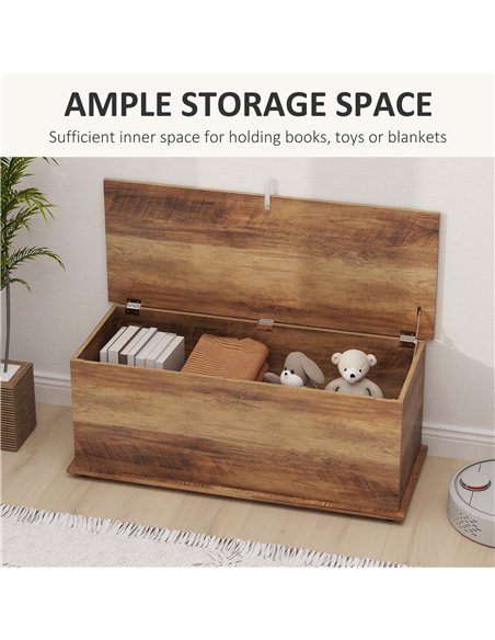 HOMCOM 113L Storage Chest, Storage Box with Flip-Top Lid and 2 Safety Hinges, Storage Trunk for Living Room, Entryway, 100 x 40  - pic 121272 | FastDaddyshop