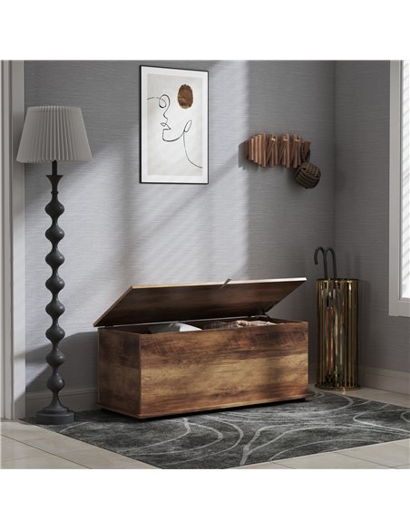 HOMCOM 113L Storage Chest, Storage Box with Flip-Top Lid and 2 Safety Hinges, Storage Trunk for Living Room, Entryway, 100 x 40  - pic 121275 | FastDaddyshop