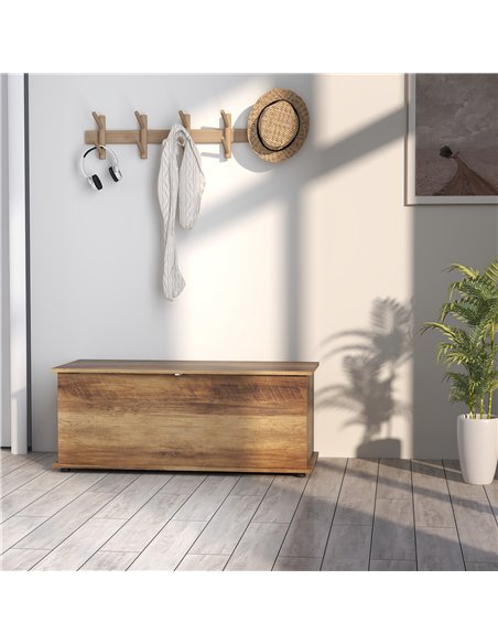 HOMCOM 113L Storage Chest, Storage Box with Flip-Top Lid and 2 Safety Hinges, Storage Trunk for Living Room, Entryway, 100 x 40  - pic 121276 | FastDaddyshop