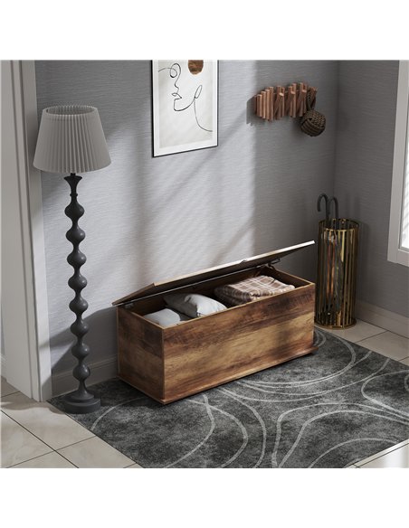 HOMCOM 113L Storage Chest, Storage Box with Flip-Top Lid and 2 Safety Hinges, Storage Trunk for Living Room, Entryway, 100 x 40  - pic 121277 | FastDaddyshop