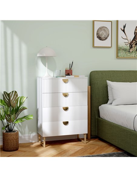 HOMCOM Elegant Chest of Four Drawers - White - pic 121279 | FastDaddyshop