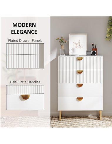 HOMCOM Elegant Chest of Four Drawers - White