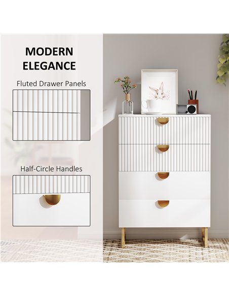 HOMCOM Elegant Chest of Four Drawers - White - pic 121281 | FastDaddyshop
