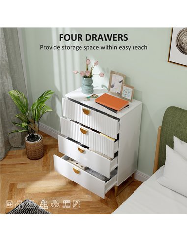 HOMCOM Elegant Chest of Four Drawers - White