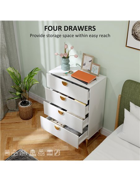 HOMCOM Elegant Chest of Four Drawers - White - pic 121282 | FastDaddyshop