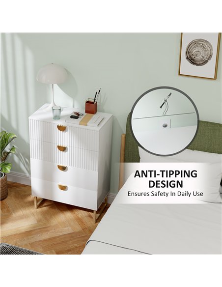 HOMCOM Elegant Chest of Four Drawers - White - pic 121283 | FastDaddyshop