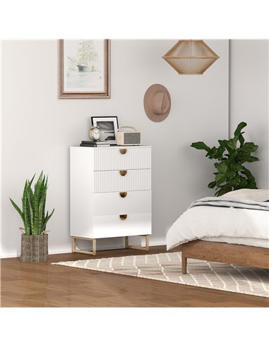 HOMCOM Elegant Chest of Four Drawers - White