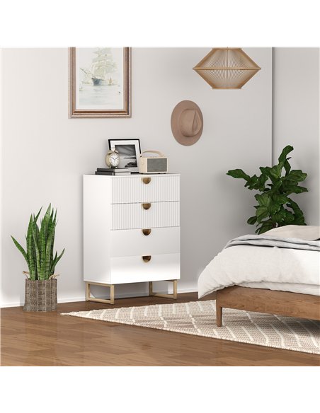 HOMCOM Elegant Chest of Four Drawers - White - pic 121284 | FastDaddyshop