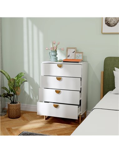 HOMCOM Elegant Chest of Four Drawers - White
