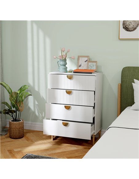 HOMCOM Elegant Chest of Four Drawers - White - pic 121285 | FastDaddyshop
