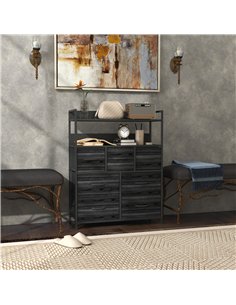 HOMCOM Rustic Chest of Seven Fabric Drawers - Black 2