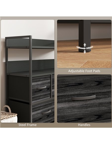 HOMCOM Rustic Chest of Seven Fabric Drawers - Black - pic 121311 | FastDaddyshop