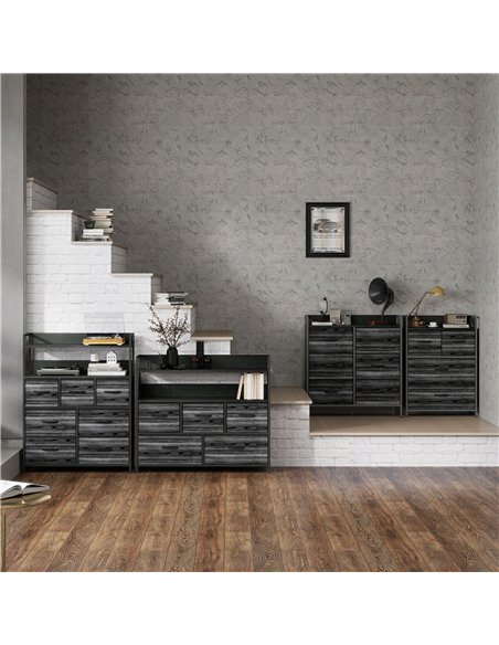 HOMCOM Rustic Chest of Seven Fabric Drawers - Black - pic 121313 | FastDaddyshop