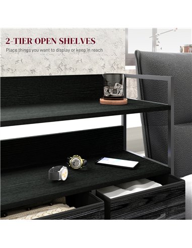HOMCOM Rustic Chest of Five Fabric Drawers - Black