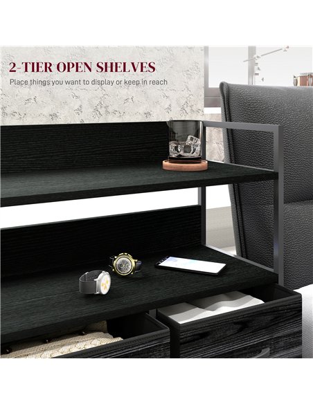 HOMCOM Rustic Chest of Five Fabric Drawers - Black - pic 121318 | FastDaddyshop