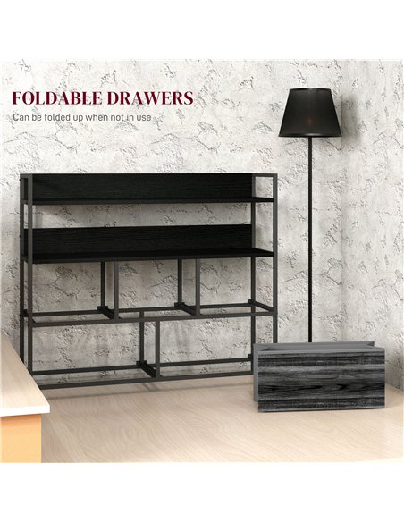 HOMCOM Rustic Chest of Five Fabric Drawers - Black - pic 121319 | FastDaddyshop