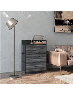 HOMCOM Rustic Chest of Four Fabric Drawers - Black 2