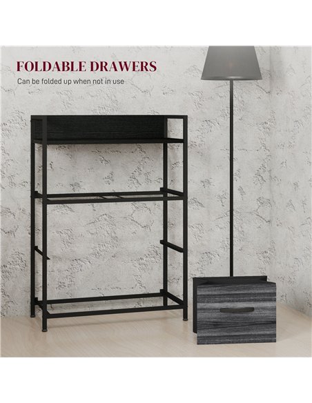 HOMCOM Rustic Chest of Four Fabric Drawers - Black - pic 121328 | FastDaddyshop