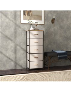 HOMCOM Fabric Chest of Drawers, Storage Drawers, Industrial Bedroom Dresser with 5 Fabric Drawers, Steel Frame and Wooden Top fo 2