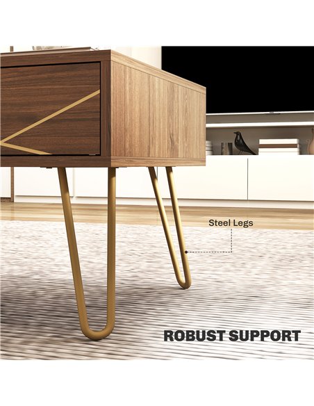 HOMCOM Coffee Table with Storage, Living Room Table with Drawers, Rectangular Tea Table with Steel Base for Home, 100 x 50 x 41  - pic 121346 | FastDaddyshop