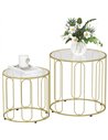 HOMCOM Round Coffee Table Set of 2, Glass Nest of Tables with Metal Frame and Tempered Glass Tabletop, Modern Side Tables for Li
