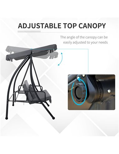 Outsunny Outdoor 2-in-1 Patio Swing Chair Lounger 3 Seater Garden Swing Seat Bed Hammock Bed Convertible Tilt Canopy W/ Cushion,