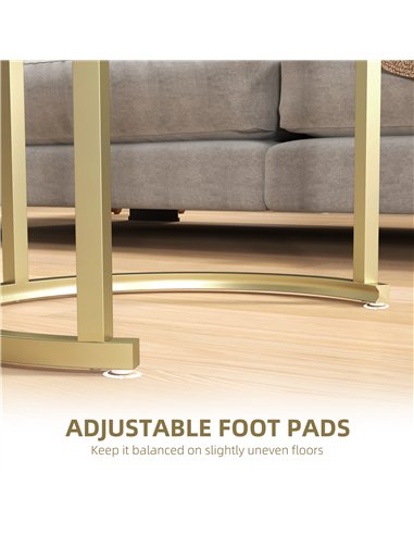 HOMCOM Modern Coffee Table Set of 2, Nest of Tables with Steel Frame and Tempered Glass Tabletop, Side Tables for Living Room Be