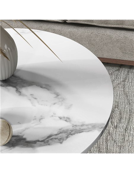 HOMCOM Set of Two Marble-Effect Coffee Tables - White/Gold-Tone - pic 121411 | FastDaddyshop