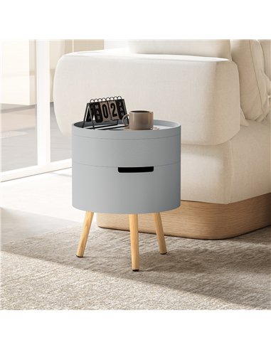 HOMCOM 3-Tier Coffee Table, Round End Table with 2 Hidden Compartments and Detachable Tray, Side Table with Storage for Living R