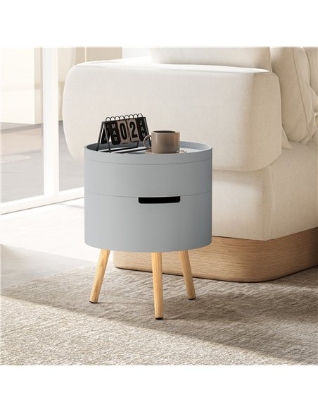 HOMCOM 3-Tier Coffee Table, Round End Table with 2 Hidden Compartments and Detachable Tray, Side Table with Storage for Living R - pic 121414 | FastDaddyshop