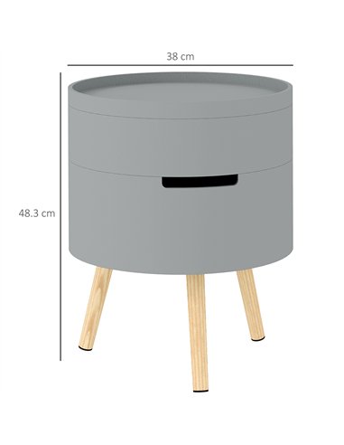 HOMCOM 3-Tier Coffee Table, Round End Table with 2 Hidden Compartments and Detachable Tray, Side Table with Storage for Living R