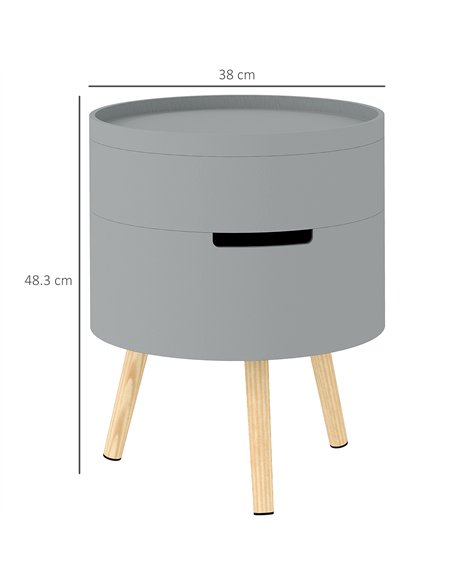 HOMCOM 3-Tier Coffee Table, Round End Table with 2 Hidden Compartments and Detachable Tray, Side Table with Storage for Living R - pic 121415 | FastDaddyshop