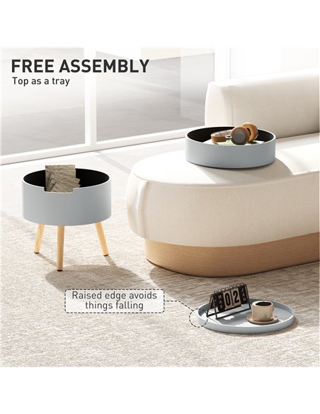 HOMCOM 3-Tier Coffee Table, Round End Table with 2 Hidden Compartments and Detachable Tray, Side Table with Storage for Living R - pic 121416 | FastDaddyshop