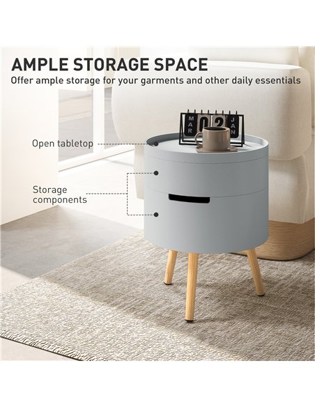 HOMCOM 3-Tier Coffee Table, Round End Table with 2 Hidden Compartments and Detachable Tray, Side Table with Storage for Living R - pic 121417 | FastDaddyshop