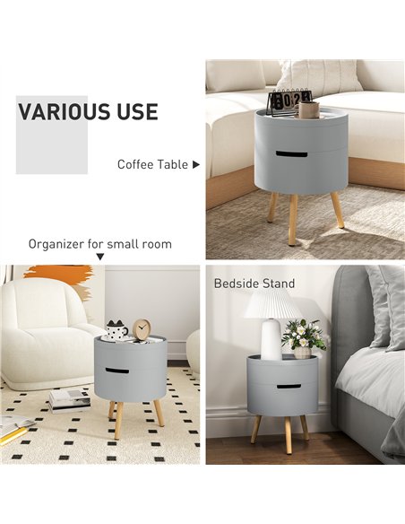HOMCOM 3-Tier Coffee Table, Round End Table with 2 Hidden Compartments and Detachable Tray, Side Table with Storage for Living R - pic 121419 | FastDaddyshop