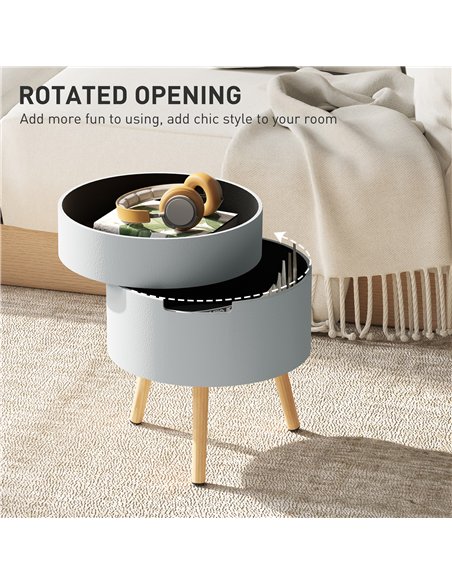 HOMCOM 3-Tier Coffee Table, Round End Table with 2 Hidden Compartments and Detachable Tray, Side Table with Storage for Living R - pic 121420 | FastDaddyshop