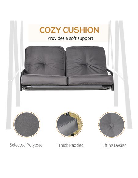 Outsunny 2 Seater Covered Outdoor Swing Chair Lounger Hammock Bench with Cushion Tilt Canopy, Grey - pic 12147 | FastDaddyshop