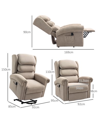 HOMCOM Power Lift Recliner Chair for Elderly, Velvet Electric Riser and Recliner Armchair for Living Room with Remote Control, 2