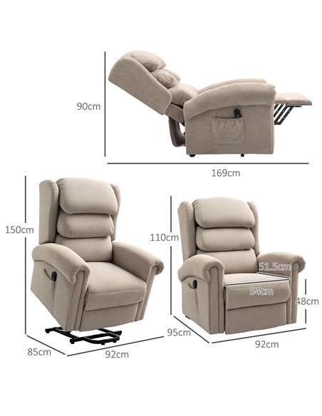 HOMCOM Power Lift Recliner Chair for Elderly, Velvet Electric Riser and Recliner Armchair for Living Room with Remote Control, 2 - pic 121514 | FastDaddyshop