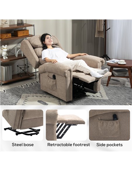 HOMCOM Power Lift Recliner Chair for Elderly, Velvet Electric Riser and Recliner Armchair for Living Room with Remote Control, 2 - pic 121518 | FastDaddyshop